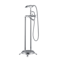 Robinet de baignoire autoportant en titane doré, style rétro, avec mitigeur douche pour baignoire