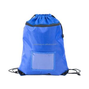 Sac à dos de sport en nylon noir recyclable avec cordon de serrage et logo personnalisé - Product Image 3