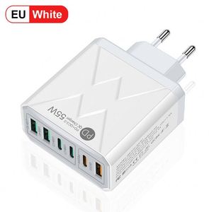 Standard 55W Fast Charging QC3.0 Cell Phone Charger 4 USB + 2 Type-C Ports <b>PC</b> Fireproof Material Travel Charger - Product Image 5