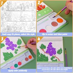 Set de Libros para Colorear con Acuarelas para Niños de 4 a 8 Años, Encuadernado en Espiral, 15 Páginas, Regalo con Bolsillo y Bolsa de Regalos - Product Image 3