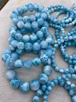 Perles rondes de Larimar Chili Jewels, pierre précieuse naturelle bleue de la mer du Guangdong pour la fabrication de bijoux