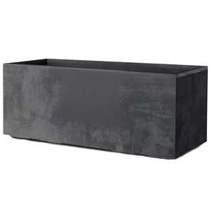 Jardinière rectangulaire moderne en plastique pour extérieur, pot de fleurs au design minimaliste, noir - Product Image 1