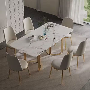 Mesa de comedor de gama alta de lujo ligera, moderna, sencilla, pequeña, para el hogar, placa de roca, mesa de comedor Rectangular, - Product Image 3