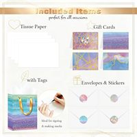 Petits sacs cadeaux, papier de soie, enveloppes pour cartes cadeaux |   Lot de 4 (7x4x9 pouces) avec accessoires, papier élégant pour