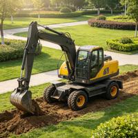Excavatrice sur pneus PW95 8 tonnes 55 kW 75 CV, pelle flexible pour le développement des terres forestières