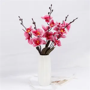 Kunstvlinder Bloemen Steel Nep Vlinder Orchidee Real Touch 5 Takken Voor Bruiloft Home Party Hotel Decor