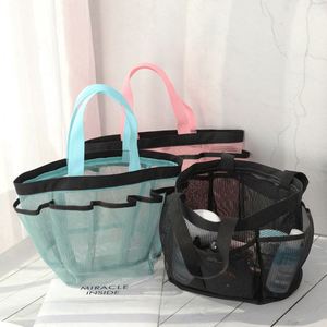 Sac de rangement portable en maille pour femmes, trousse de toilette de voyage tendance, nouveau style, étuis à maquillage et cosmétiques - Product Image 3
