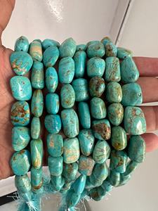 Perles lisses et polies en turquoise d'Arizona véritable, collier de bijoux bohèmes, 8-10 mm, prix de gros - Product Image 4