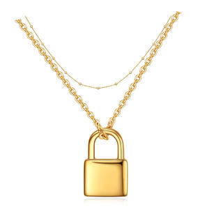 Colliers de <span class=keywords><strong>couple</strong></span> en acier inoxydable avec pendentif breloque cadenas vierge, personnalisables avec logo, <span class=keywords><strong>pour</strong></span> la vente en gros et les cadeaux - Product Image 1
