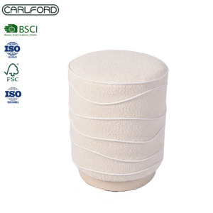 CARLFORD Pouf rond moderne en <span class=keywords><strong>velours</strong></span> pour chambre à coucher et hôtel, banc ottoman pour salon, repose-pieds, pouf de coiffeuse, ottoman de rangement - Product Image 3