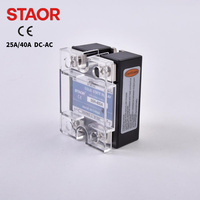 Relé de Estado Sólido SSR-25DA 25A, de CC a CA Monofásico con Cero de Crossover, Salida 24-480VAC con Entrada 3-32VDC para Control de Calefacción, CE