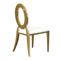 Chaise de salle à manger moderne empilable en acier inoxydable et tissu doré pour mariage, extérieur, hôpital, école, villa, appartement, salon - Vente en gros