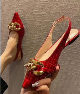<span class=keywords><strong>Sandalias</strong></span> <span class=keywords><strong>Planas</strong></span> de <span class=keywords><strong>Mujer</strong></span> al por Mayor, Estilo Nuevo, Cómodas, con Textura de <span class=keywords><strong>Piel</strong></span> de Serpiente Roja, Tacones Altos Puntiagudos - Product Image 2