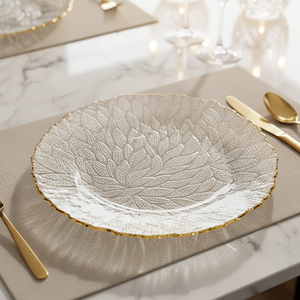 Assiettes <span class=keywords><strong>de</strong></span> présentation <span class=keywords><strong>en</strong></span> <span class=keywords><strong>verre</strong></span> à bord doré personnalisées Samyo pour la décoration <span class=keywords><strong>de</strong></span> tables <span class=keywords><strong>de</strong></span> mariage, d'hôtels <span class=keywords><strong>et</strong></span> <span class=keywords><strong>de</strong></span> fêtes - Product Image 3