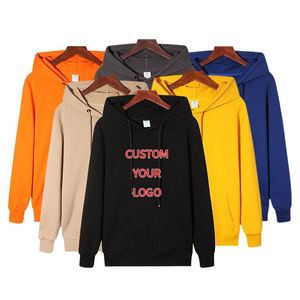 Sudadera con capucha de algodón personalizada con logo estampado, de lujo, informal, unisex, de forro polar, bordada, de gran gramaje, lisa, para hombre, otoño - Product Image 1