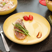 Service de table en céramique jaune 20 pièces, assiettes et bols classiques, style nordique, passe au lave-vaisselle et au micro-ondes, décoration pour la maison et la cuisine