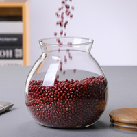 Bocaux de stockage en verre hermétiques pour épices alimentaires en forme de T trapézoïdal de cuisine avec couvercles en bambou pour fruits secs fleur noix thé