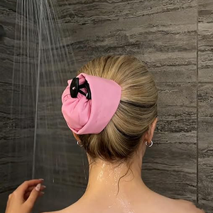 Pink Waterproof Hair Cover Solid Color Long Ponytail Hair Accessory <b>Headband</b> For Shampoo Use - Product Image 1