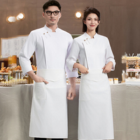 Nouvelle conception de haute qualité certifiée CE, veste de chef à manches longues en bleu marine à impression numérique anti-salissure, uniforme de chef OEM
