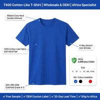 T-shirt unisexe en coton T400 personnalisé avec logo imprimé par sublimation, extensible dans les 4 sens, anti-plis, 200 GSM, promotionnel, pour l'Afrique, OEM ODM, vente en gros