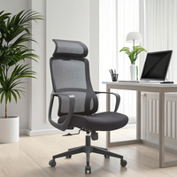 Chaise de bureau professionnelle pivotante avec dossier ergonomique pour le soutien lombaire, accoudoirs fixes de forme ergonomique et haute résilience, pour ordinateur de bureau