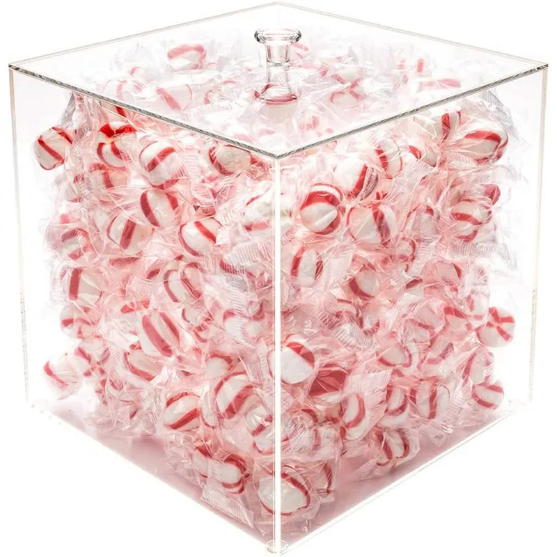 Cubo di immagazzinaggio acrilico quadrato piccolo bomboniera scatola di nozze scatole di caramelle acriliche con coperchio