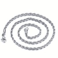 Collier à maillons torsadés 2-5 mm en acier inoxydable 316L, plaqué or multi-couches, chaîne corde classique pour homme, taille personnalisable