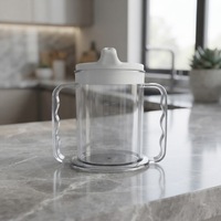 Tasses en plastique antidérapantes Healthmenex pour adultes et personnes âgées, 285 ml, avec couvercle et paille, base large moderne, double poignée, compatibles lave-vaisselle