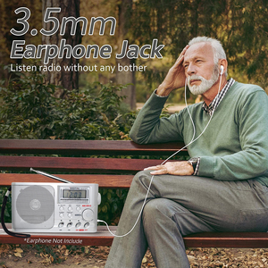 <span class=keywords><strong>Radio</strong></span> rétro portable Greadio à ondes courtes AM FM avec la meilleure réception, écran LCD, réglage de l'heure, haut-parleur - Product Image 1