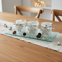 Ensemble d'assiettes et de bols en verre à paroi épaisse, grands bougeoirs avec plaque en verre pour mariage
