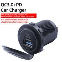Cargador Rápido para Coche con Doble Puerto USB, 12V-24V, QC 3.0, Tipo C, PD, DC 12V, 2 Puertos QC 3.0, Montaje en Coche, USB C PD, Puertos USB Duales