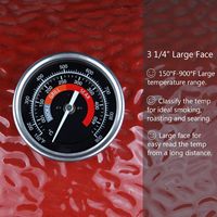 Thermomètre de cuisson professionnel EJ FG7220 en acier inoxydable pour barbecue et fumoir, avec conception étanche et résistante au vent pour usage extérieur