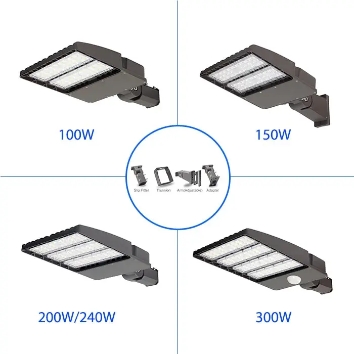 Werkseitig hergestellte energie effiziente Straßen-und Parkplatz beleuchtung 100W bis 300W Warmweiß ETL-zertifiziertes AC-LED-Schuhkarton licht