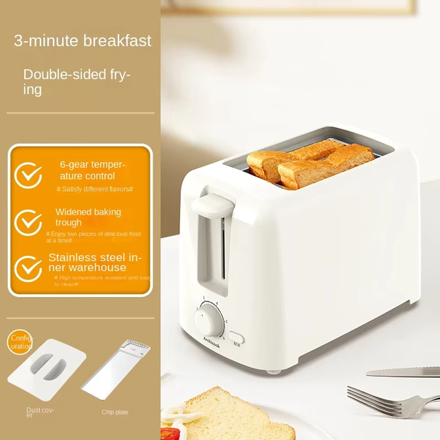 Mini 2-Slice Electric Toaster Stainless Steel Restaurant Appliance for Breakfast Sandwiches Bun & Bread for Home & Office Use