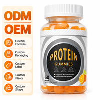 Gummies de protéines de pois hydrolysées saveur orange, à base de plantes, sans gluten, 60 unités, nutrition sportive, marque privée OEM