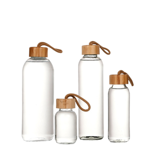 Glass Water Bottles With Wooden Lids Reusable Travel <b>Drinkware</b> Minimalist Design Single Wall Unisex - Product Image 1