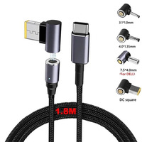 Cable de carga rápida magnético de 100W tipo C a Puerto cuadrado de CC, Puerto redondo, Cable de conversión para portátil sin enchufe, Cable de señuelo PD