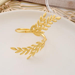 Kreative Luxus Servietten ring Golden Wheat Simulation Pearl Leaf Servietten halter Metall beschichtung Gerste Weizen Serviette Schnalle Hochzeiten - Product Image 4