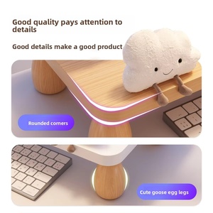 Support de moniteur réglable en hauteur en bois de bambou avec tablette pour clavier, organisateur de bureau à 3 niveaux, pour la maison et le bureau, OEM personnalisé - Product Image 4