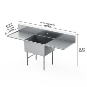 Évier commercial en acier inoxydable à 1 compartiment, finition polie résistante à la corrosion, 24L18W14D, bol <span class=keywords><strong>de</strong></span> <span class=keywords><strong>cuisine</strong></span> - Product Image 5