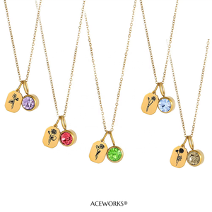 Collares con Piedras de Nacimiento y Flores de Nacimiento |   Colgante de Zirconia con el Signo del Mes de Nacimiento, Chapado en Oro PVD de 18K sobre Acero Inoxidable |   Impermeable e Hipoalergénico - Product Image 5