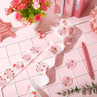 Autocollants promotionnels « Merci » fraise, étiquettes adhésives en papier, tampons de scellage, forme ronde, décorations pour fêtes d'anniversaire d'été