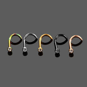 Bijoux <span class=keywords><strong>de</strong></span> <span class=keywords><strong>piercing</strong></span> pour le nez en titane <span class=keywords><strong>de</strong></span> style mixte, clous <span class=keywords><strong>de</strong></span> nez en cristal pour femmes et hommes - Product Image 2