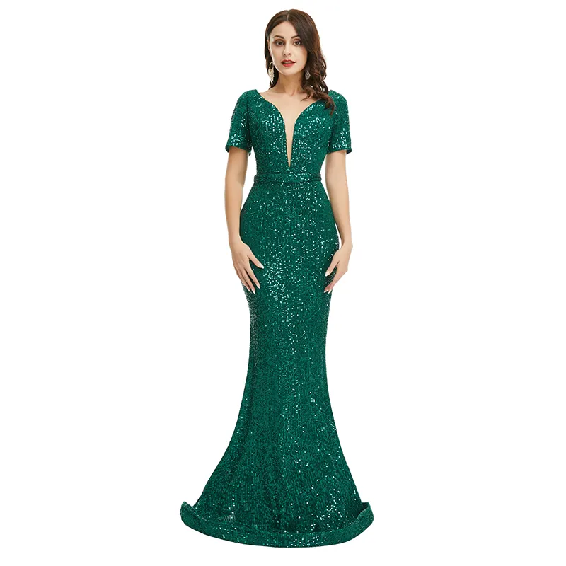 2023 Promi-Kleid mit schmaler Taille, leichtes, elegantes, strap azier fähiges, tiefes V-Abendkleid
