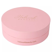 Boîte Cadeau Ronde Rose Clair en Carton avec Intérieur Doublé Satin, Personnalisez Votre Propre Logo