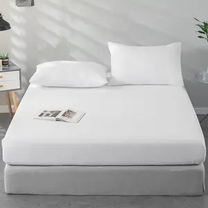 Produttore vendita calda 1500 fili 90G 100% poliestere/cotone personalizza lenzuola con angoli in microfibra bianca Set di biancheria da letto