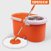 Ensemble serpillière rotative 360° Magic avec seau, roues, poignée en acier inoxydable durable et écologique, 2 têtes de serpillière en microfibre à quatre faces