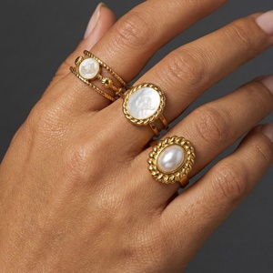 Anello Trendy in Acciaio Inossidabile Placcato Oro con Smalto Colorato, Design Geometrico Tut, Gioiello Versatile da Donna, Vendita all'Ingrosso - Product Image 5