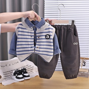 Nouvel ensemble de vêtements en coton pour garçons automne 2026 – <span class=keywords><strong>Gilet</strong></span> rayé et ensemble trois pièces tendance pour bébés garçons – Vêtements pour enfants en gros - Product Image 4