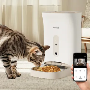 Petwant Dispenser makanan anjing kucing otomatis, pengumpan hewan peliharaan pintar dengan kamera, waktu jarak jauh kuantitatif 4.5L